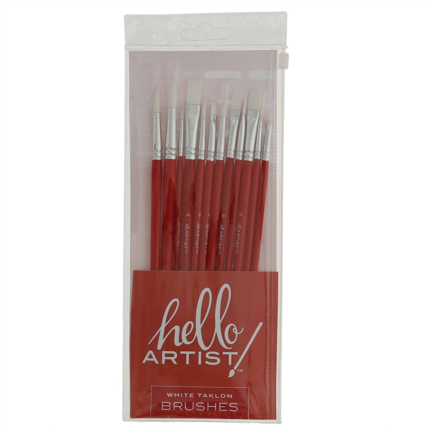 Hello, Artist! 12PC Long Handle Brush Set, Flats & Rounds