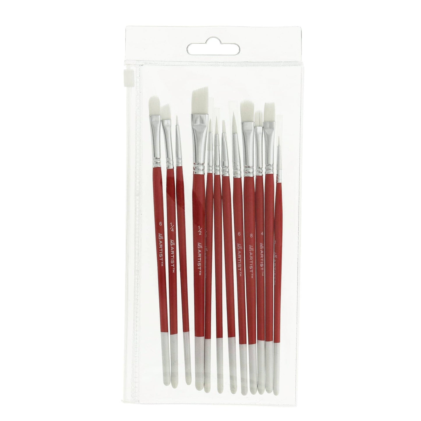 Hello, Artist! 12PC Short Handle White Taklon Variety Pack