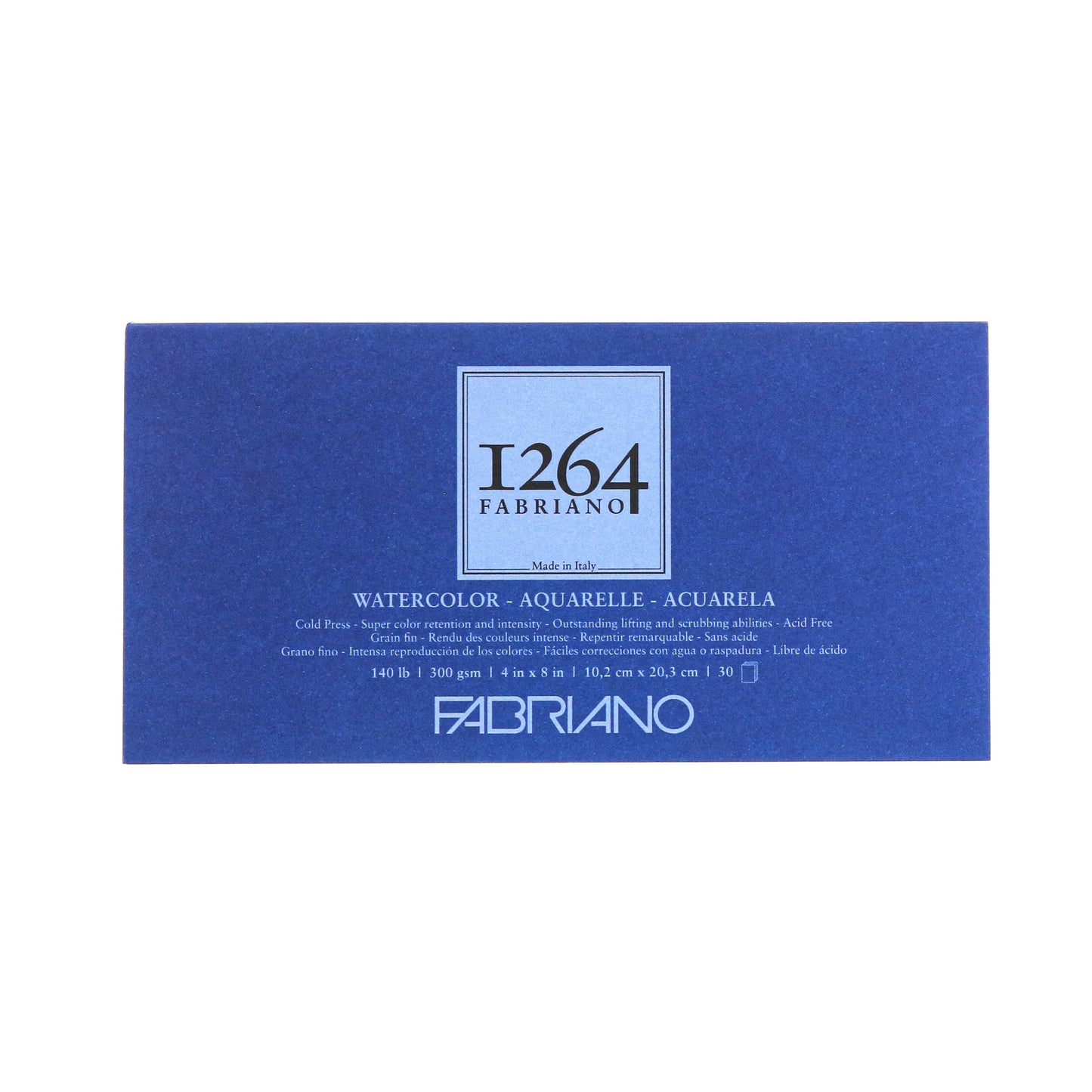 Fabriano 1264 Watercolor Pad, Glue Bound, 140 lb, 4”x 8”