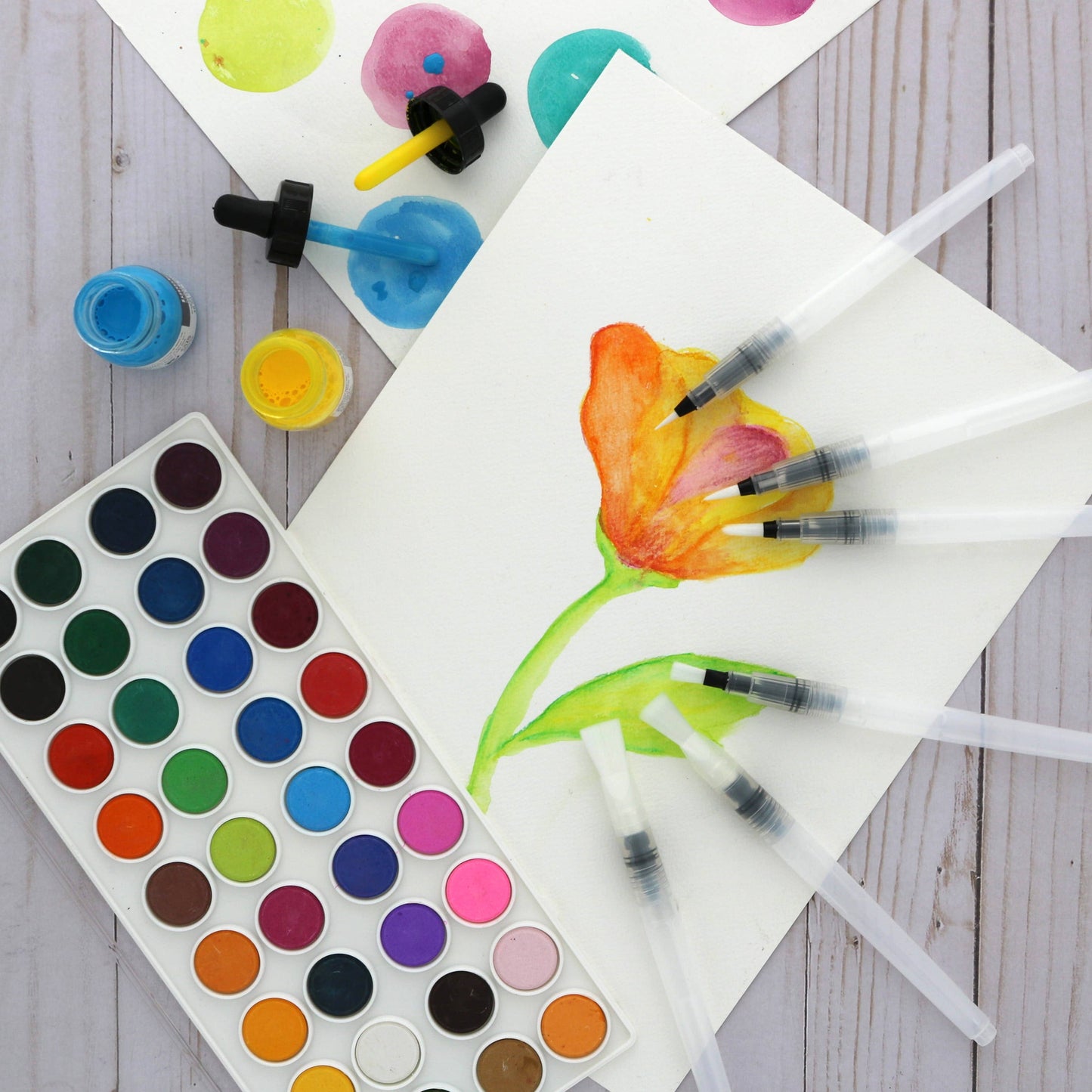 Art Alternatives Easy-to-Mix Watercolors & Brush