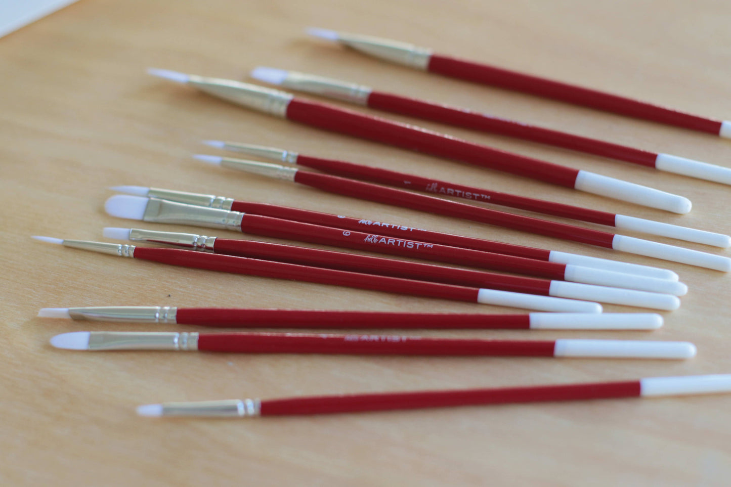 Hello, Artist! 12PC Short Handle White Taklon Variety Pack