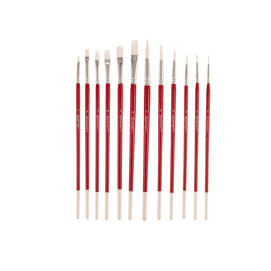 Hello, Artist! 12PC Long Handle Brush Set, Flats & Rounds