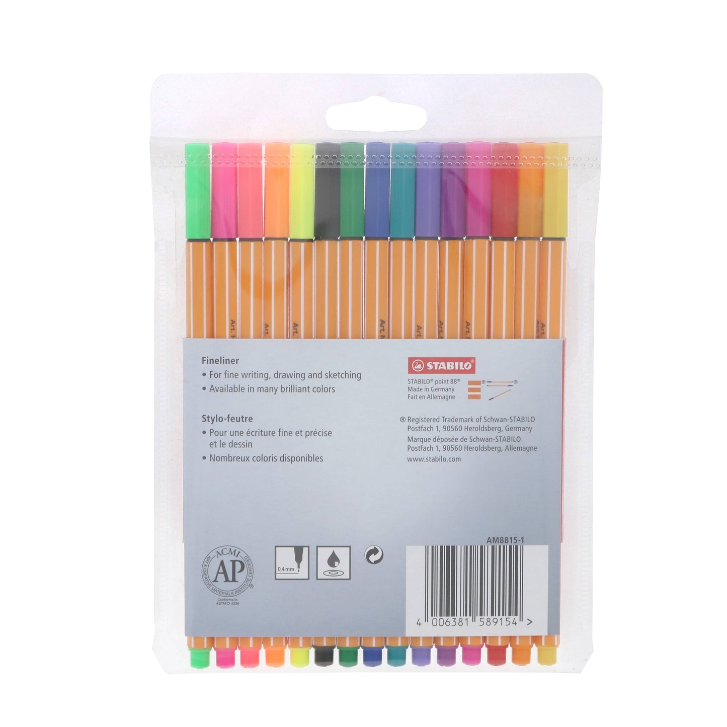 STABILO point 88 Pen Set, 15-Color Wallet Set
