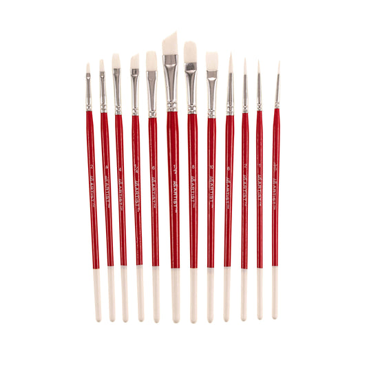 Hello, Artist! 12PC Short Handle White Taklon Variety Pack