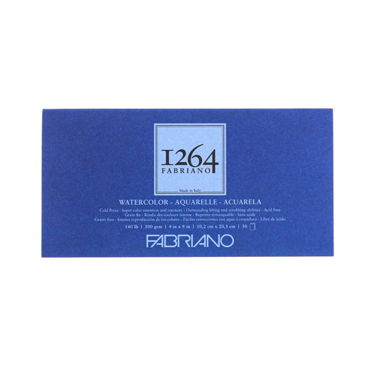 Fabriano 1264 Watercolor Pad, Glue Bound, 140 lb, 4”x 8”