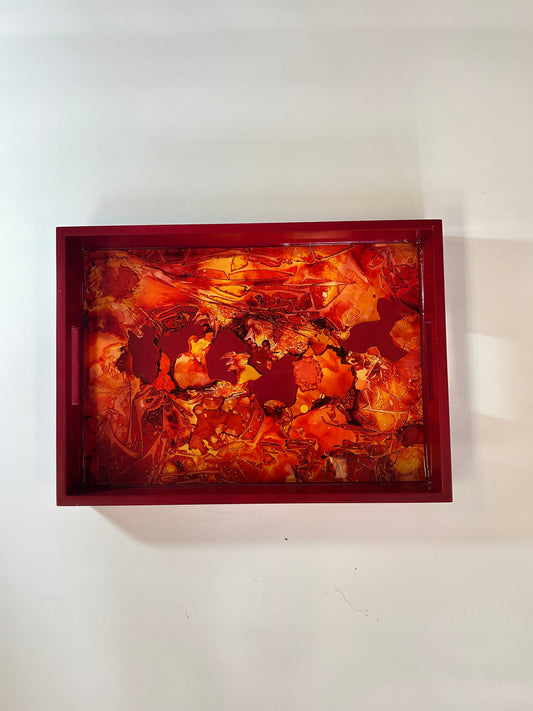 CG Red Tray, Alcohol Ink & Resin