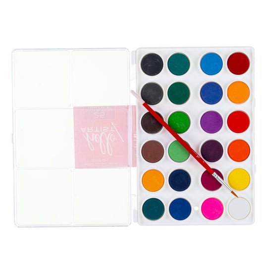 Hello, Artist! 24 Piece Watercolor Cake With Brush Set